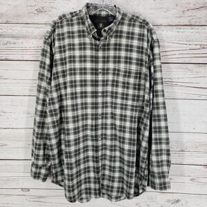 Ivy Crew Classics Men's Black Gray Plaid Cotton Long Sleeve Shirt Size Large
